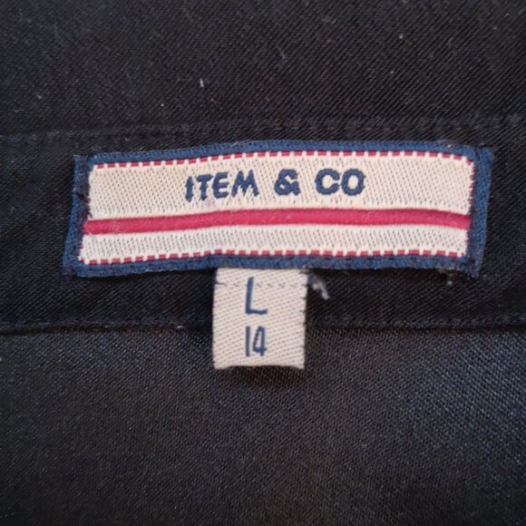 Item & Co Ladies Size Large (14) Loose Fit Black Button Front Shirt - Picture 3 of 6